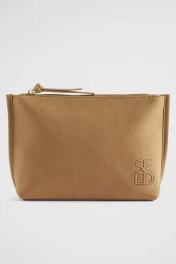 Seed Heritage Clutches & Pouches-Seed Logo Jersey Pouch Deep Brass