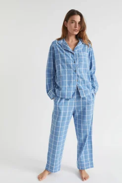 Seed Heritage Sleepwear-Seersucker Grid Sleep Bottom Azure