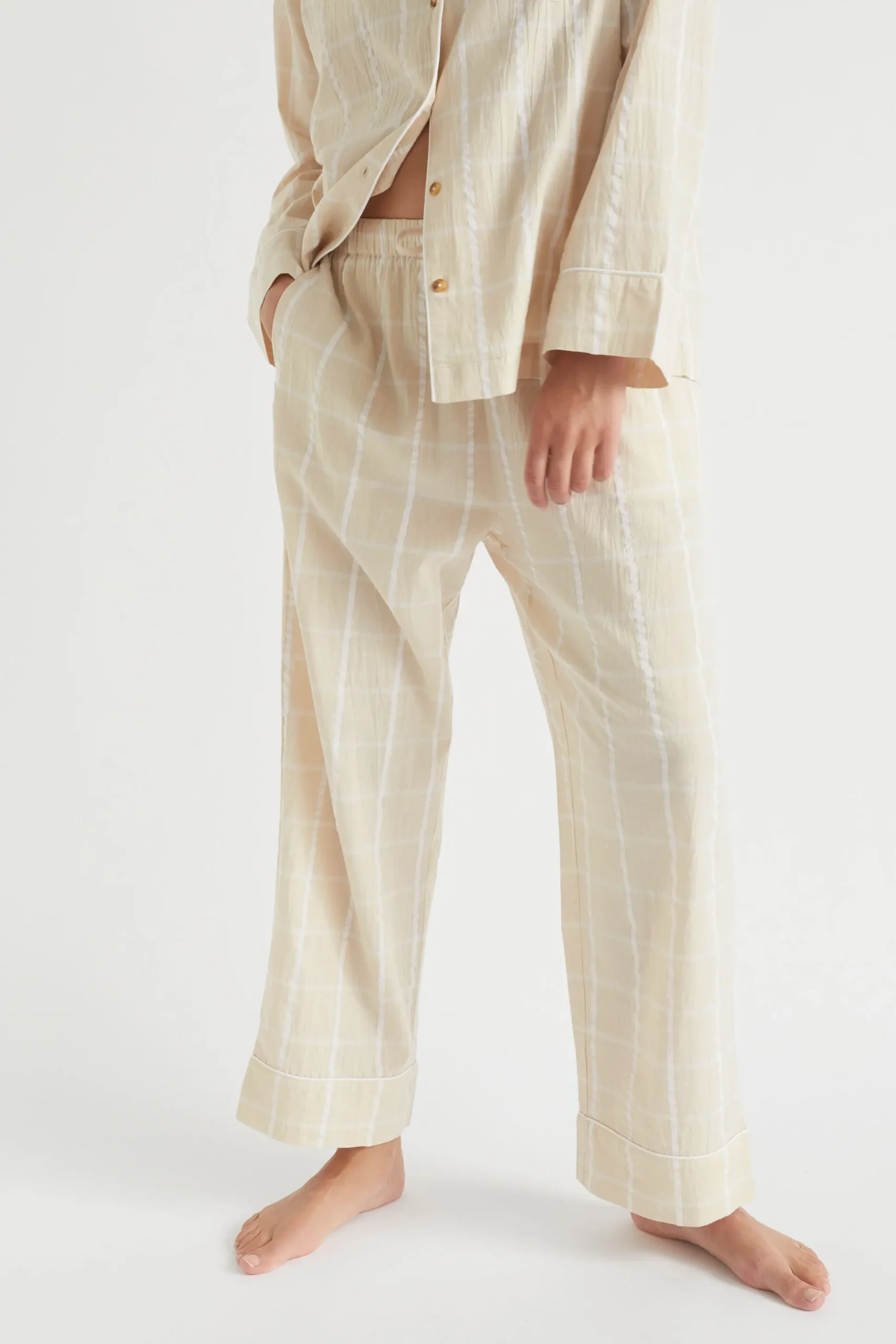 Seed Heritage Sleepwear-Seersucker Grid Sleep Bottom Stone
