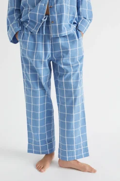 Seed Heritage Sleepwear-Seersucker Grid Sleep Bottom Azure
