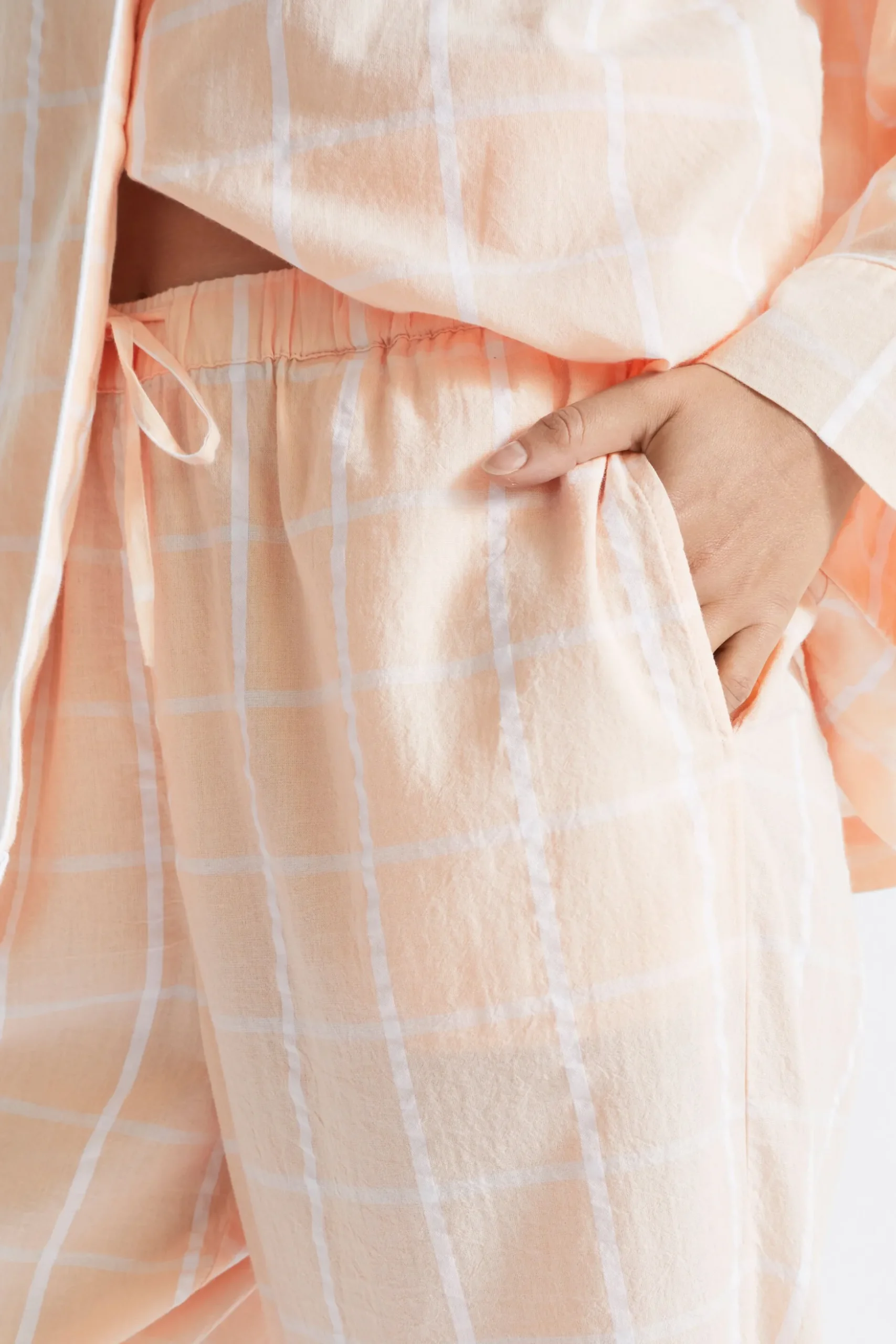 Seed Heritage Sleepwear-Seersucker Grid Sleep Bottom Blush