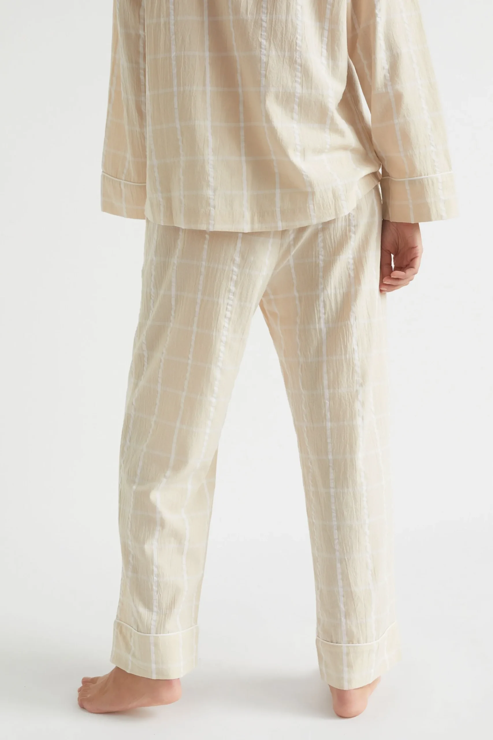 Seed Heritage Sleepwear-Seersucker Grid Sleep Bottom Stone