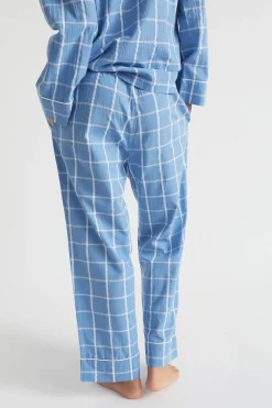 Seed Heritage Sleepwear-Seersucker Grid Sleep Bottom Azure