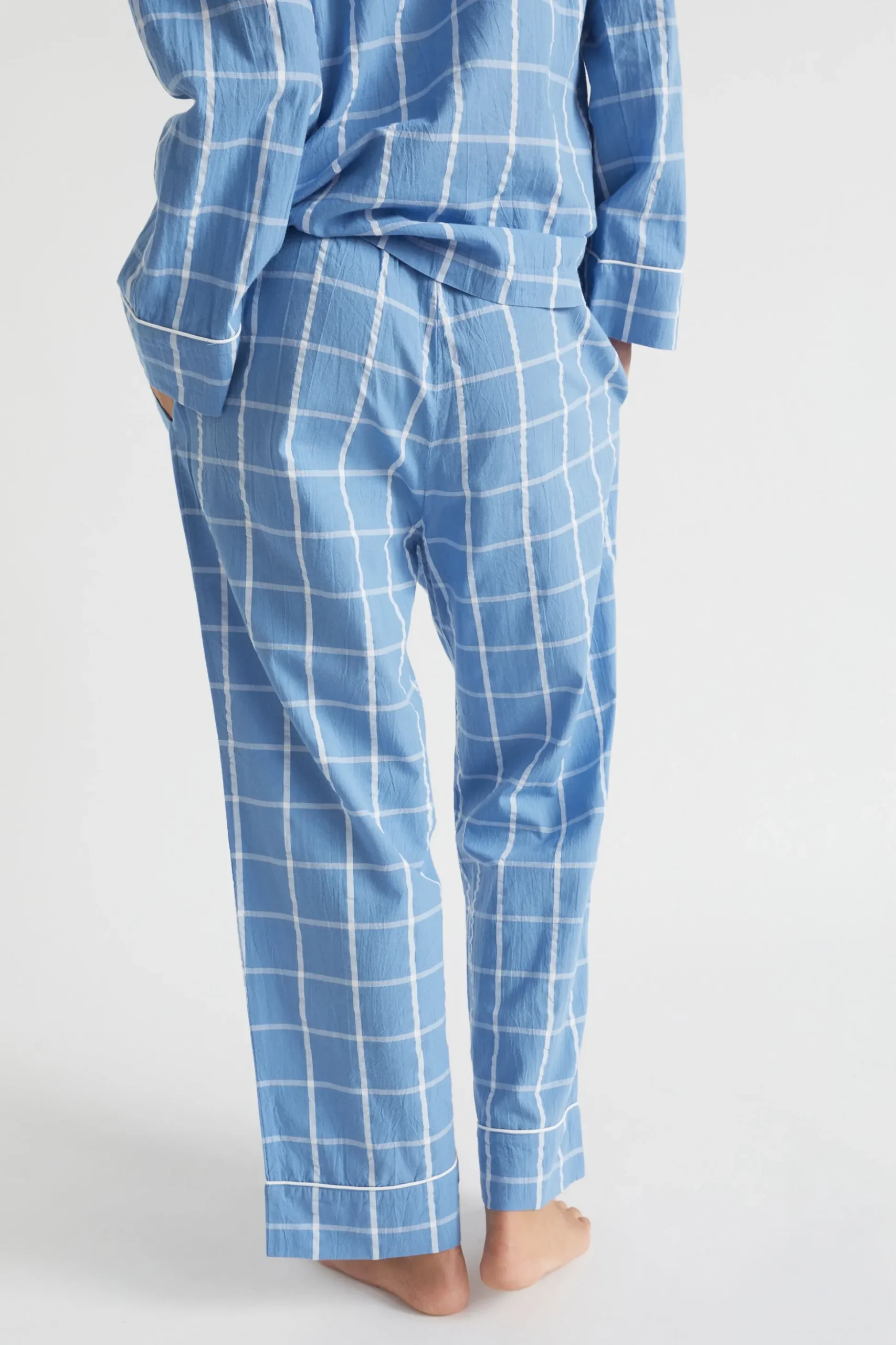 Seed Heritage Sleepwear-Seersucker Grid Sleep Bottom Azure