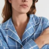 Seed Heritage Sleepwear-Seersucker Grid Sleep Shirt Azure