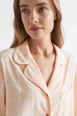 Seed Heritage Sleepwear-Seersucker Grid Sleep Shirt Blush