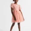 Seed Heritage Dresses-Sequin Daisy Bubble Hem Dress Soft Coral