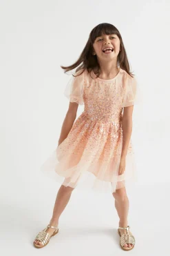 Seed Heritage Dresses-Sequin Dress Flamingo