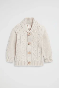 Seed Heritage Knitwear & Sweaters-Shawl Neck Cardigan Oat Marle