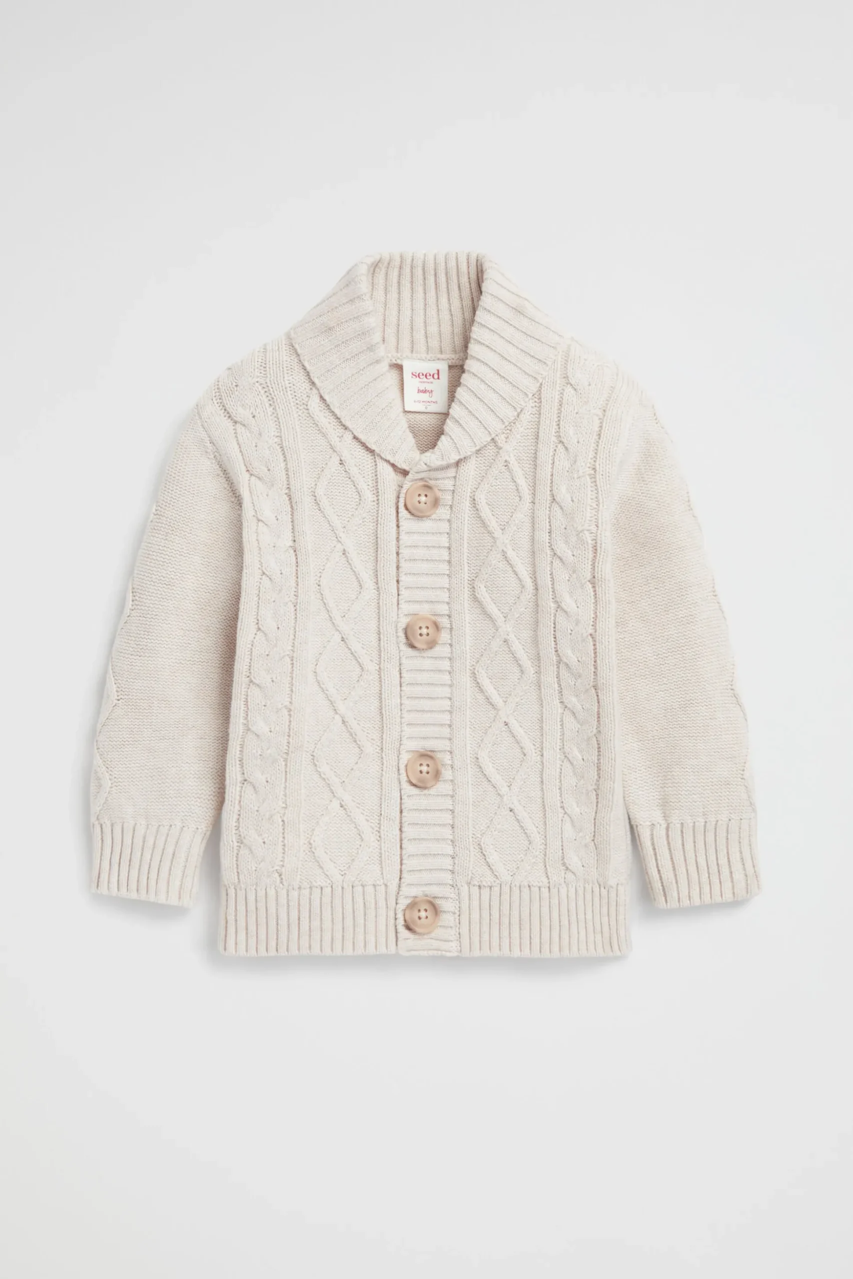 Seed Heritage Knitwear & Sweaters-Shawl Neck Cardigan Oat Marle