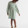 Seed Heritage Dresses-Shirred Gingham Dress Pea Green