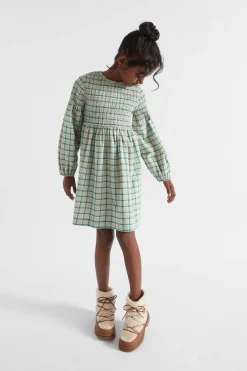 Seed Heritage Dresses-Shirred Gingham Dress Pea Green