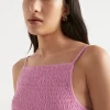 Seed Heritage T-Shirts & Tops-Shirred Jersey Crop Soft Orchid