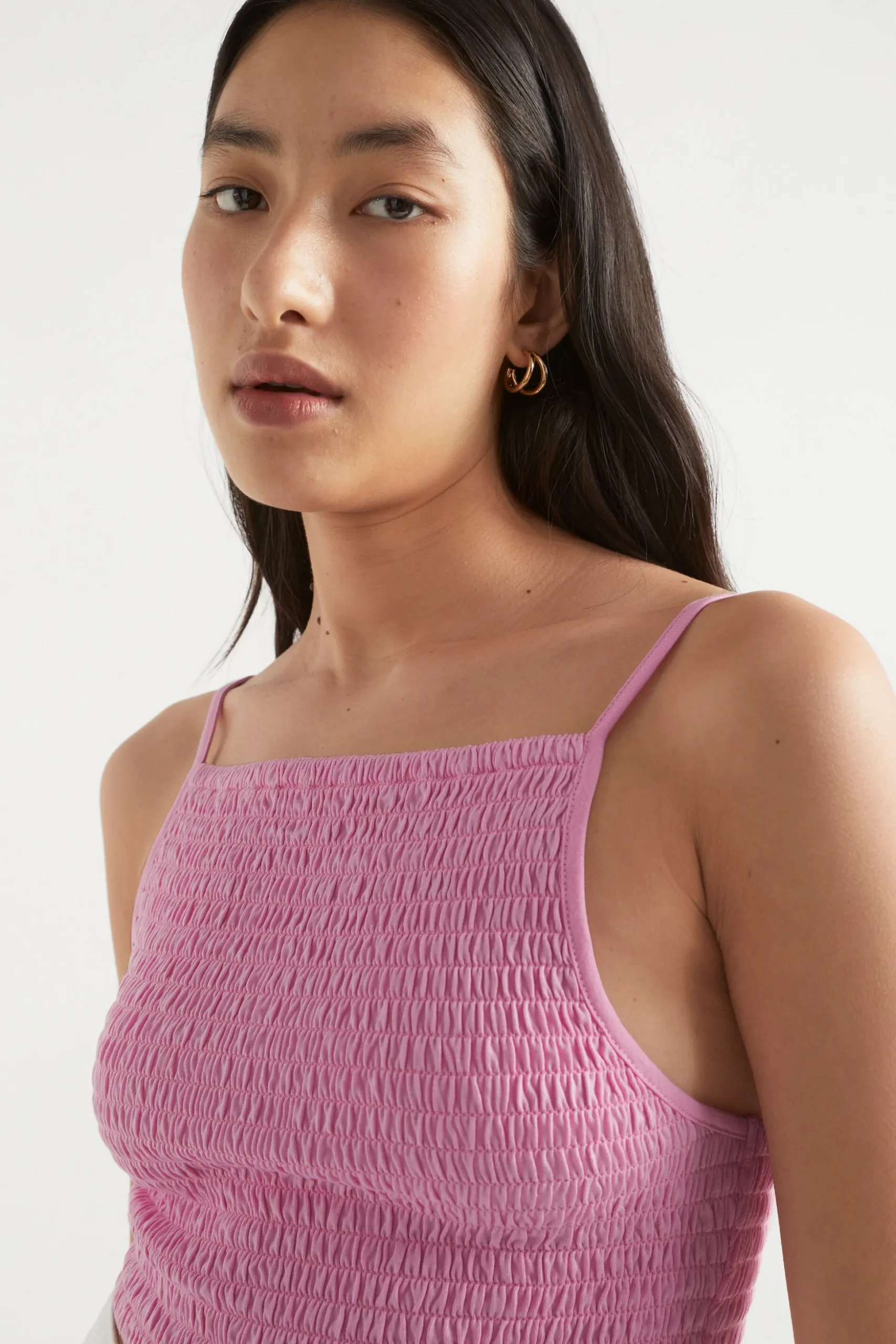 Seed Heritage T-Shirts & Tops-Shirred Jersey Crop Soft Orchid