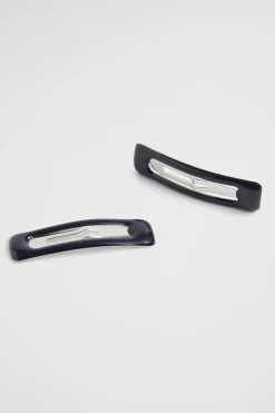 Seed Heritage Hair Accessories-Square Enamel Snap Clip Navy