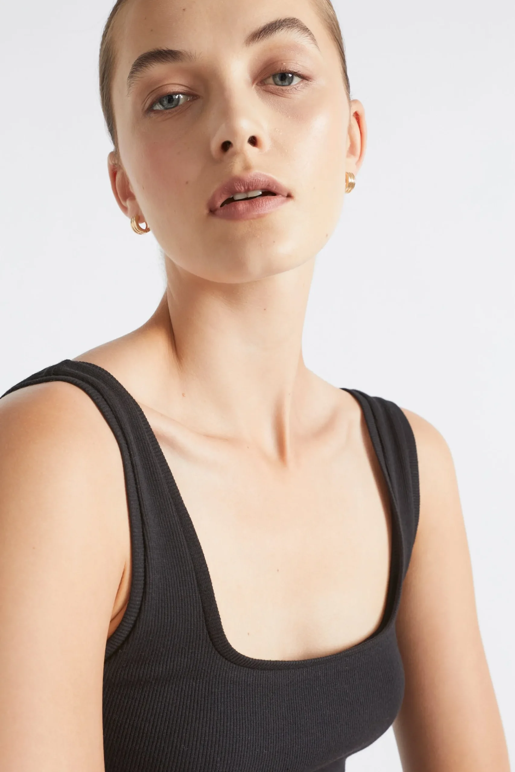 Seed Heritage T-Shirts & Tops-Square Neck Rib Tank Black
