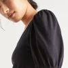 Seed Heritage T-Shirts & Tops-Square Neck Ruched Tee Deep Navy