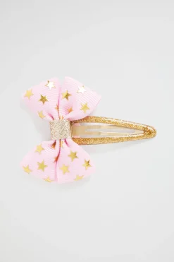 Seed Heritage Hair Accessories-Star Foil Bow Clip Sherbet