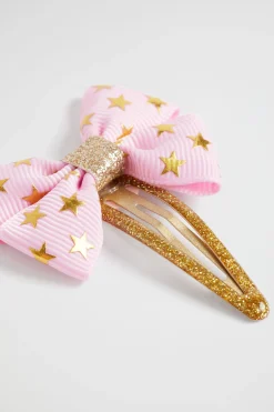 Seed Heritage Hair Accessories-Star Foil Bow Clip Sherbet