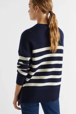 Seed Heritage Knitwear & Sweaters-Stripe Double Knit Sweater Midnight Sky Stripe