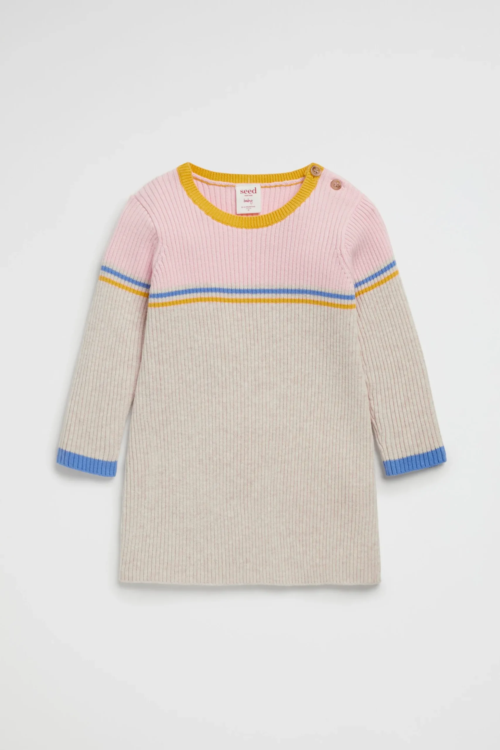 Seed Heritage Knitwear & Sweaters-Stripe Knit Dress Oat Marle