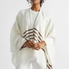 Seed Heritage Scarves & Kaftans-Stripe Poncho Vanilla Cream Stripe