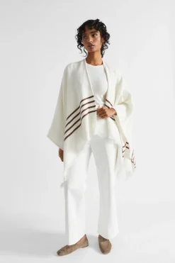 Seed Heritage Scarves & Kaftans-Stripe Poncho Vanilla Cream Stripe