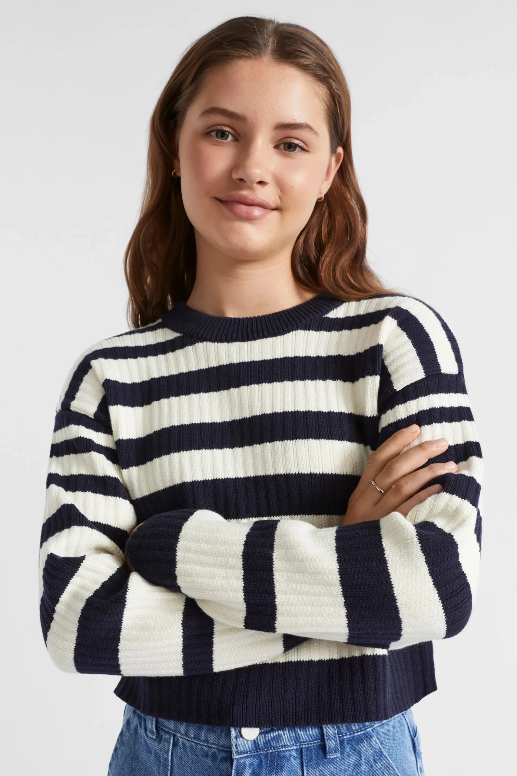 Seed Heritage Knitwear & Sweaters-Stripe Rib Knit Midnight Stripe