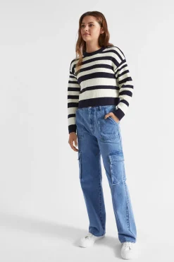 Seed Heritage Knitwear & Sweaters-Stripe Rib Knit Midnight Stripe