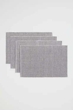 Seed Heritage Kitchen & Dining-Stripe Rib Placemat Set Of 4 Charcoal