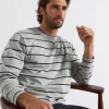 Seed Heritage T-Shirts & Sweaters-Stripe Tee Grey Marle