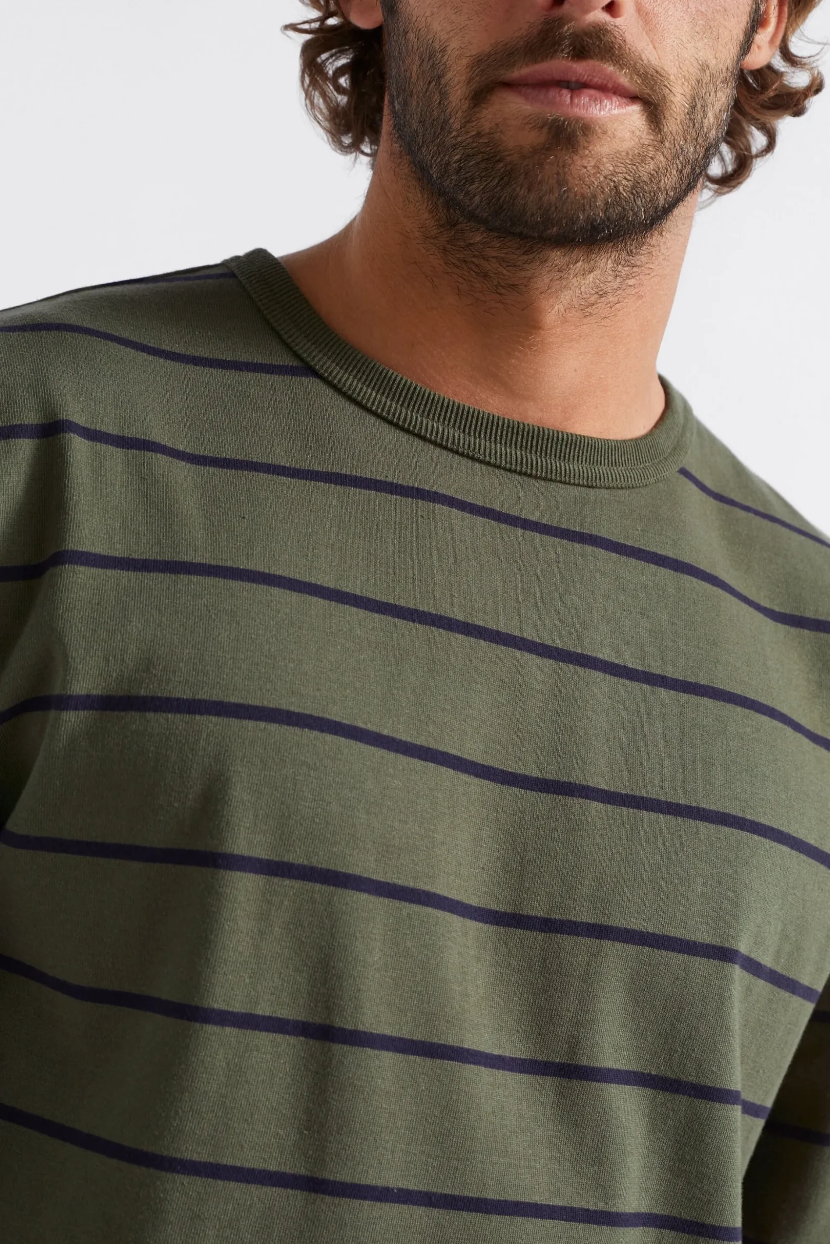 Seed Heritage T-Shirts & Sweaters-Stripe Tee Dark Khaki