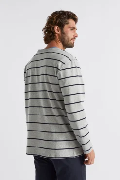 Seed Heritage T-Shirts & Sweaters-Stripe Tee Grey Marle