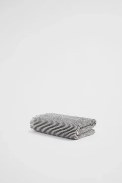 Seed Heritage Bathroom-Stripe Textured Hand Towel Charcoal