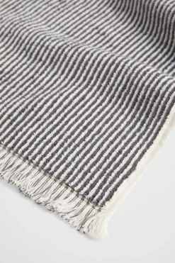 Seed Heritage Bathroom-Stripe Textured Hand Towel Charcoal