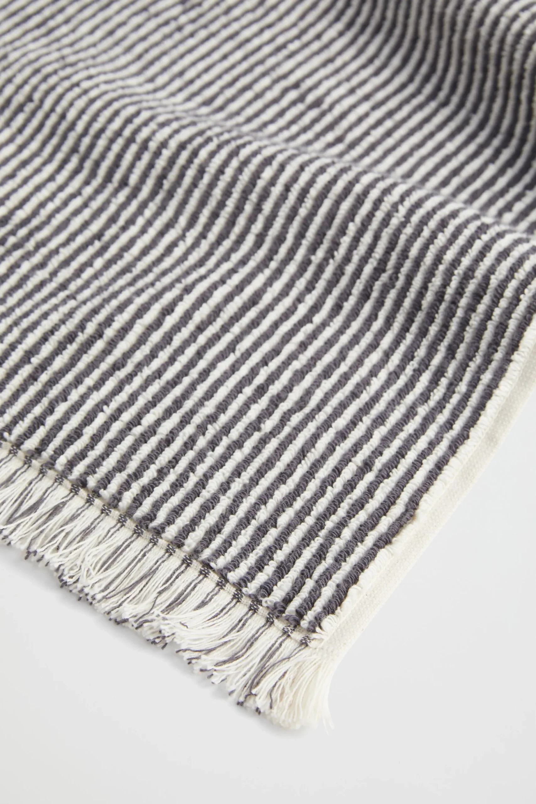 Seed Heritage Bathroom-Stripe Textured Hand Towel Charcoal
