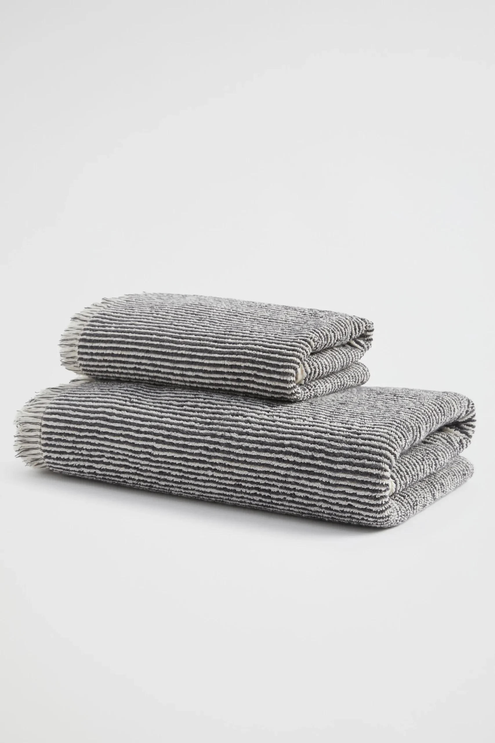 Seed Heritage Bathroom-Stripe Textured Hand Towel Charcoal