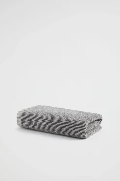 Seed Heritage Bathroom-Stripe Textured Towel Charcoal