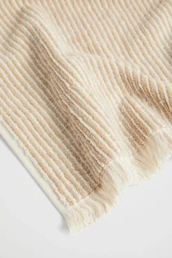 Seed Heritage Bathroom-Stripe Textured Towel Stone