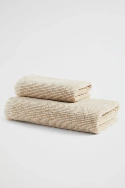 Seed Heritage Bathroom-Stripe Textured Towel Stone