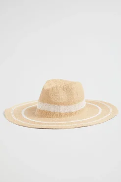Seed Heritage Hats & Gloves-Stripe Wide Brim Panama Natural Cream
