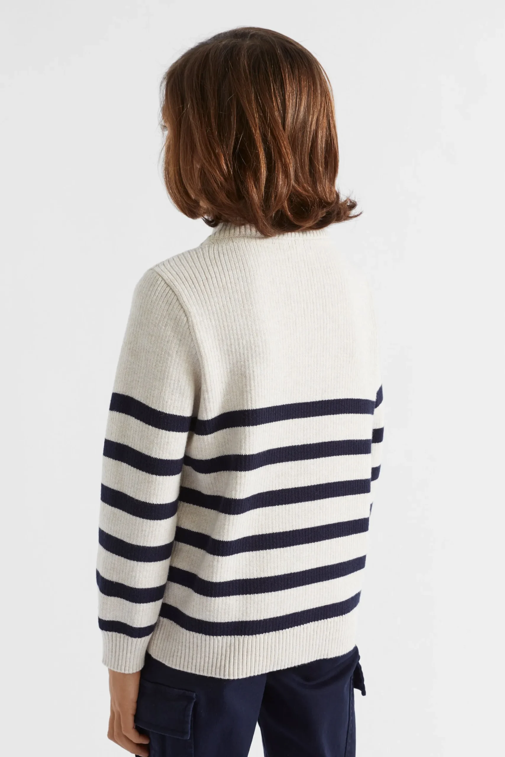 Seed Heritage Knitwear & Sweaters-Stripe Zip Knit Oat Marle