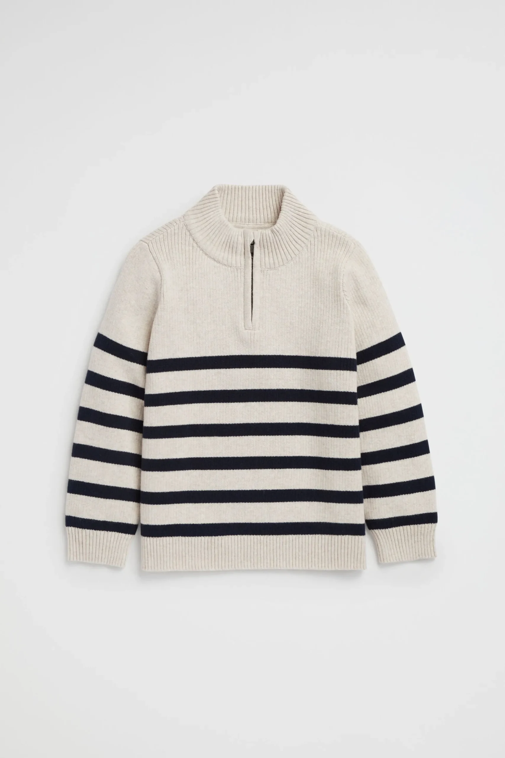 Seed Heritage Knitwear & Sweaters-Stripe Zip Knit Oat Marle