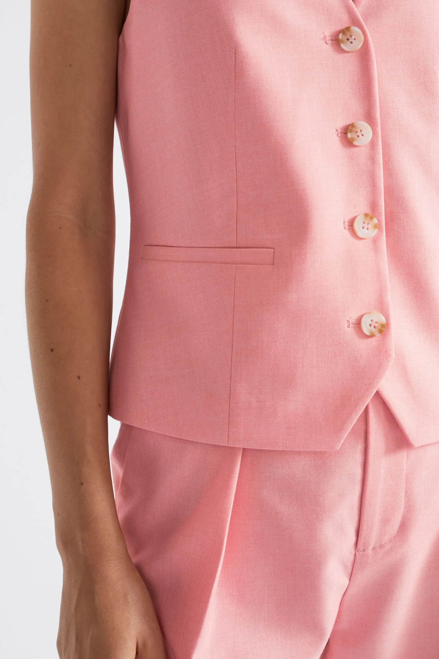 Seed Heritage Knitwear & Sweaters-Tailored Vest Pale Peony Crossdye