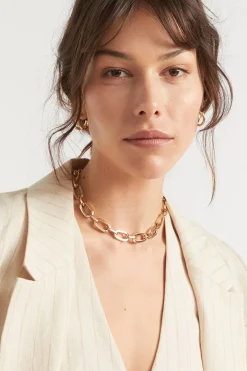 Seed Heritage Jewellery-Tbar Link Necklace Gold