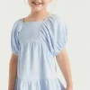 Seed Heritage Dresses-Textured Cotton Dress Baby Blue