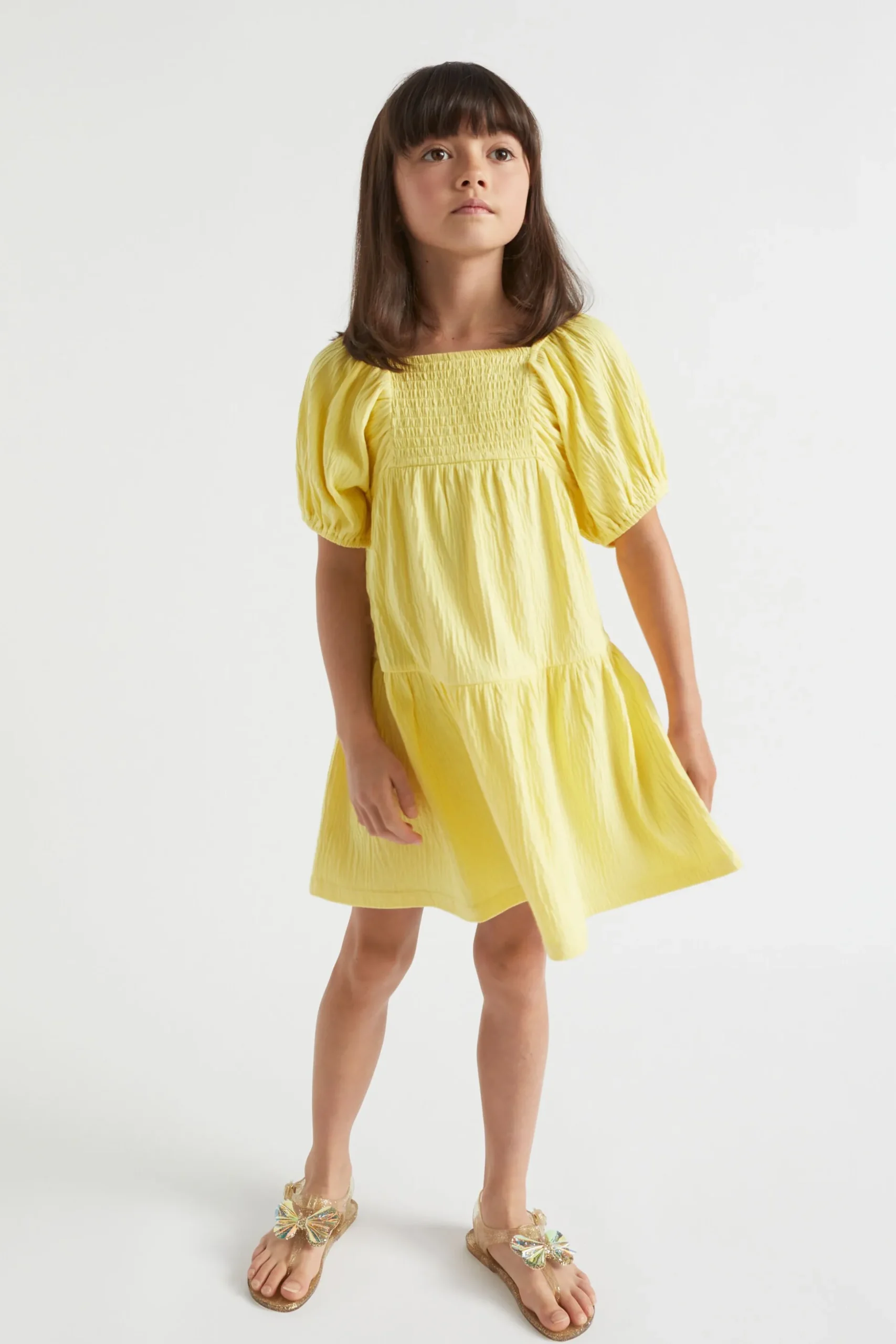 Seed Heritage Dresses-Textured Cotton Dress Sunshine