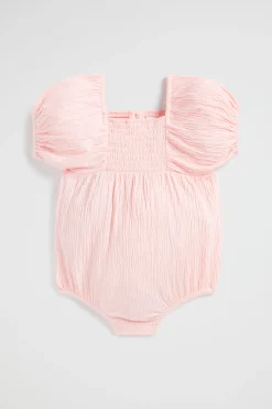 Seed Heritage Playsuits & Overalls-Textured Cotton Romper Dusty Rose