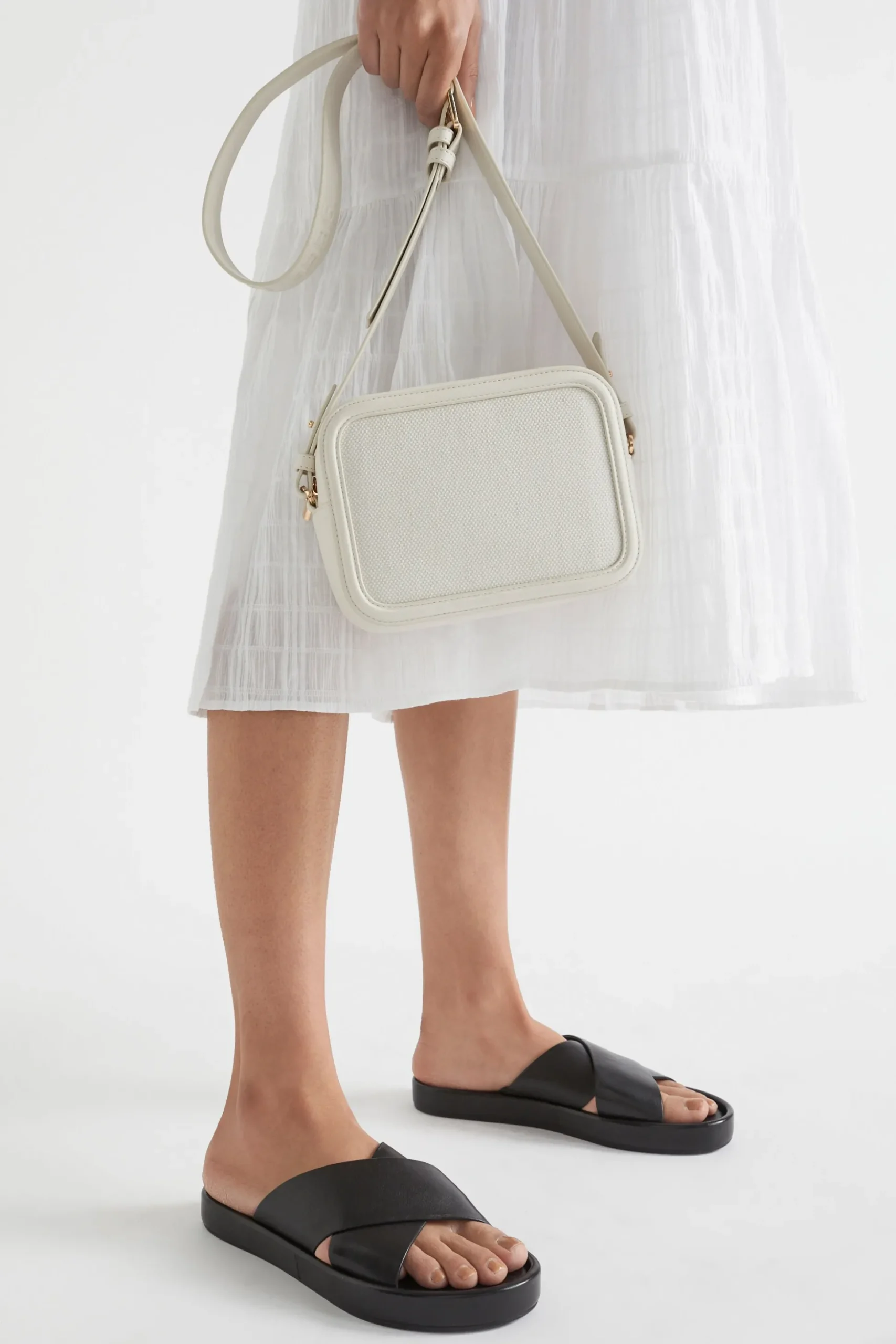 Seed Heritage Cross Body-Textured Logo Crossbody Bag Bone
