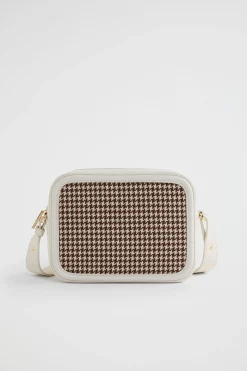 Seed Heritage Cross Body-Textured Logo Crossbody Bag Hot Chocolate Houndstooth